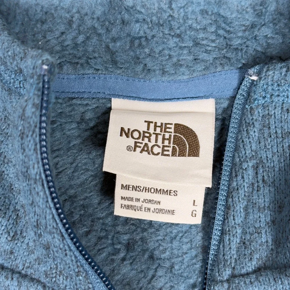 North Face Gordon Lyons Quarter Zip Sweater Fleece Pullover Mens L Blue Heather